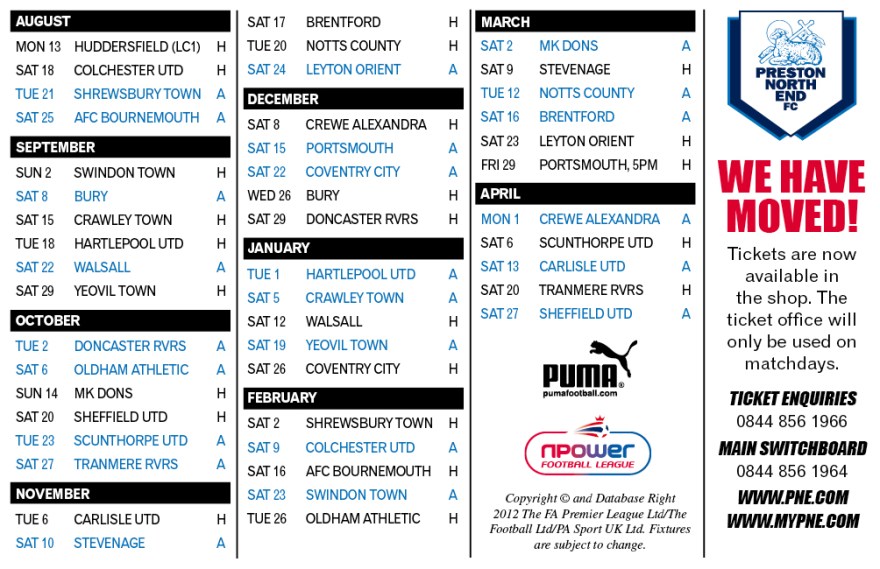 FIXTURE CARDS 12-132